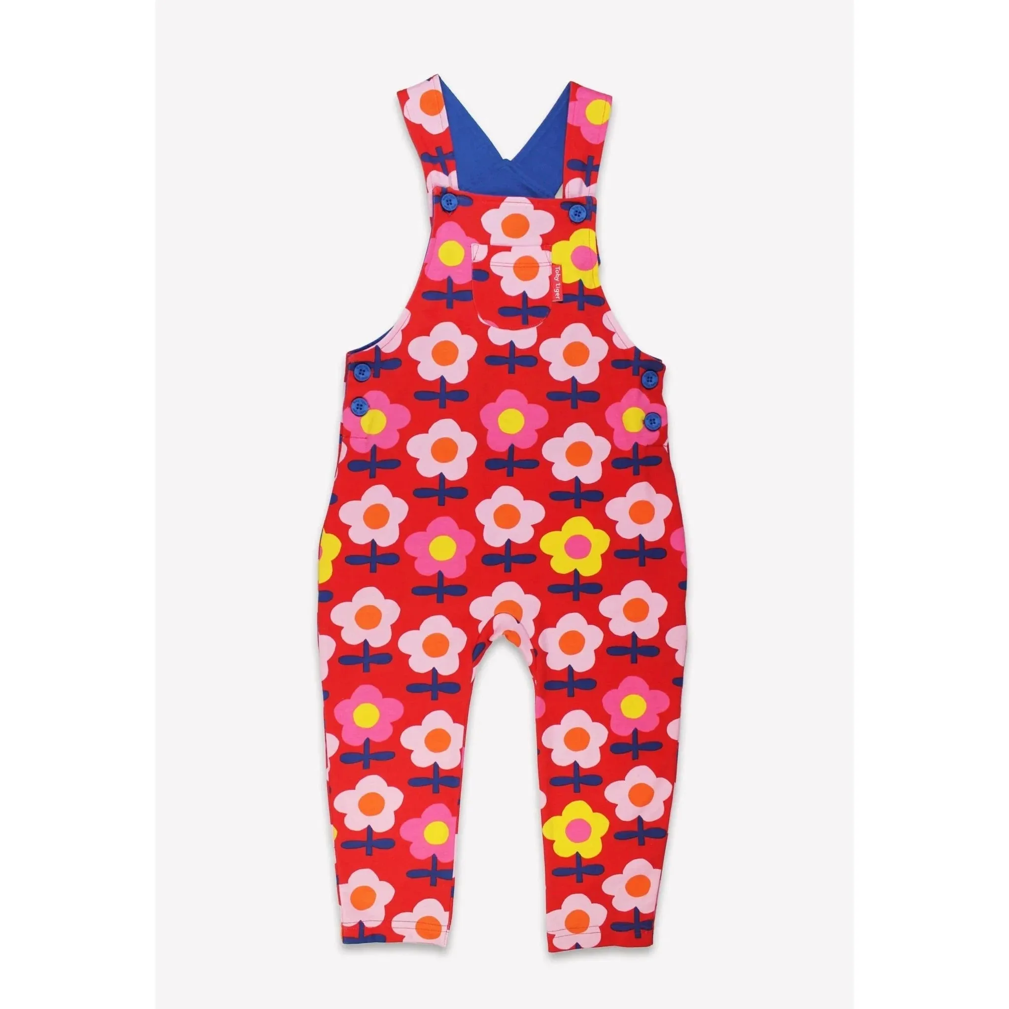 Pink Flower Print Dungarees