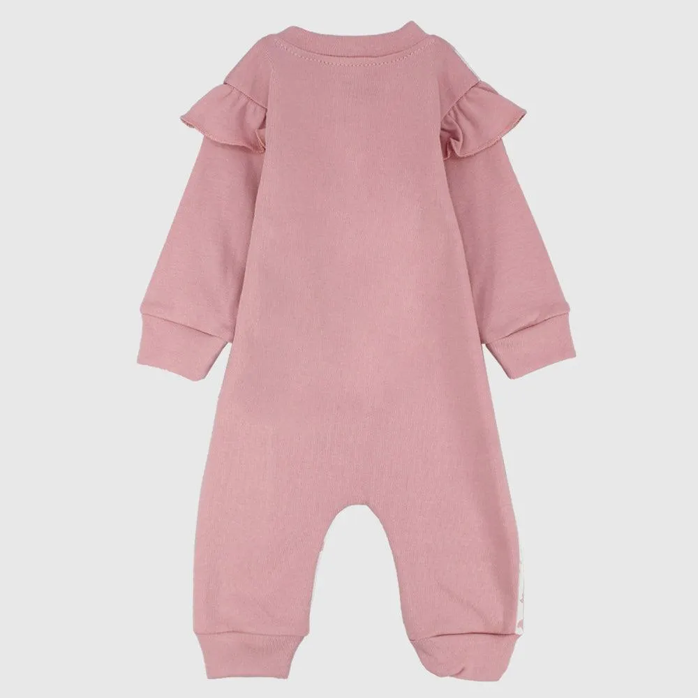 Pink Flowers Long-Sleeved Footless Onesie