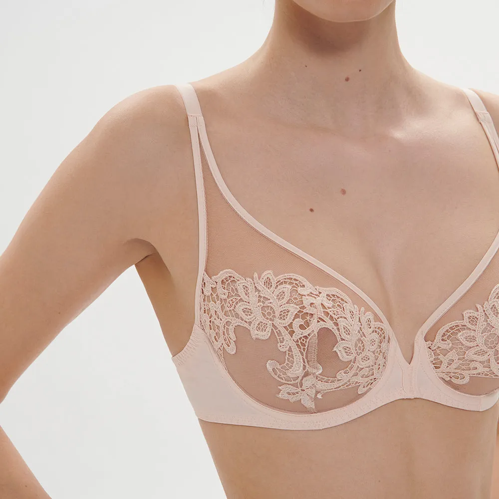 Saga Pink Nude Full Cup Plunge Bra