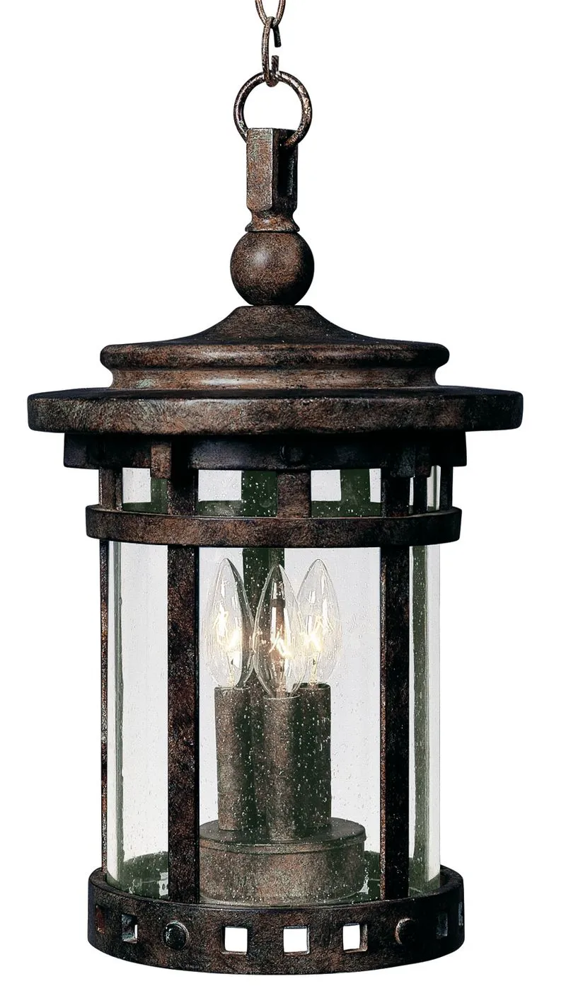 Santa Barbara DC 17.5" 3 Light Outdoor Hanging Lantern in Sienna