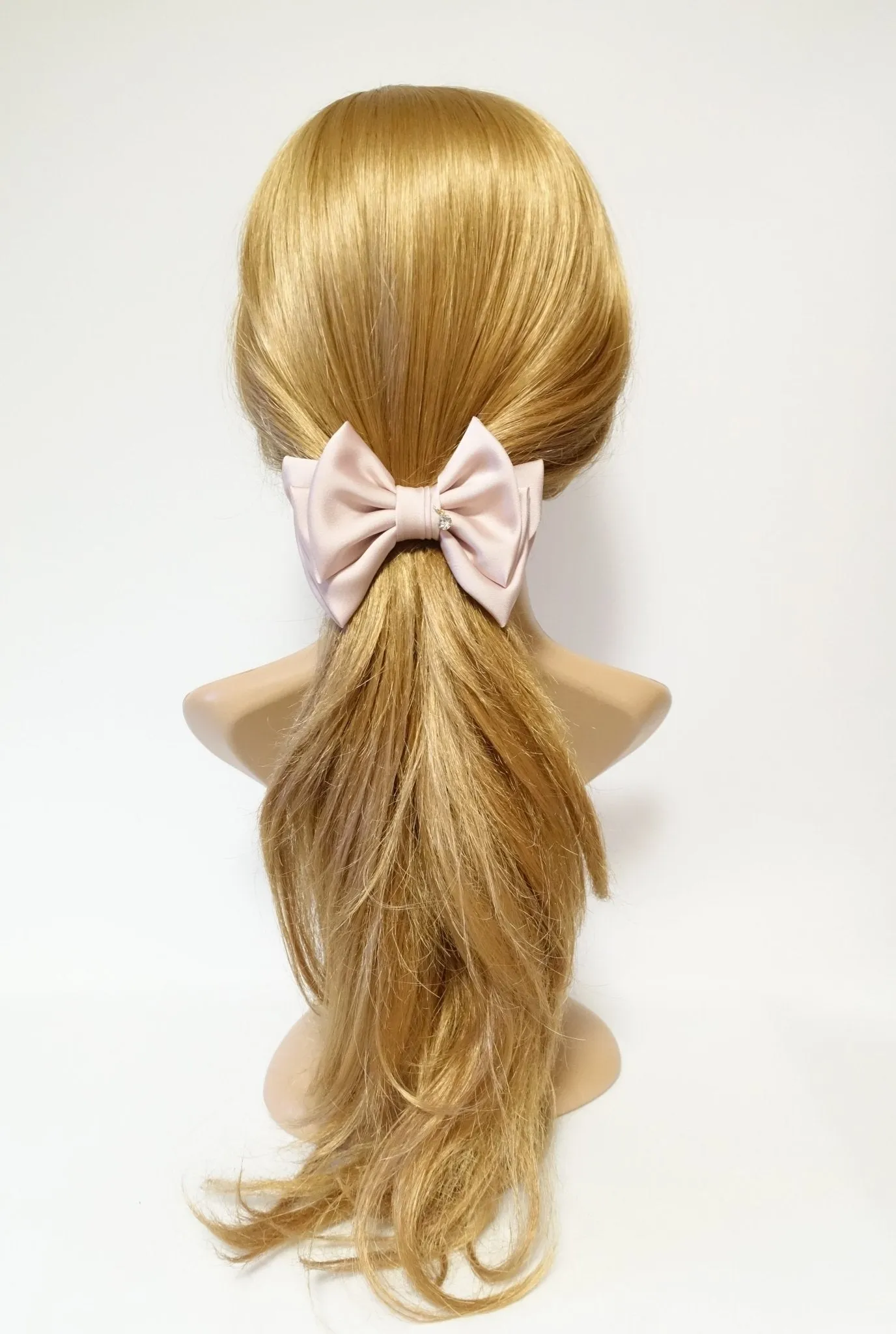 simple basic satin hair bow barrette glossy women hair pleat bow french clip