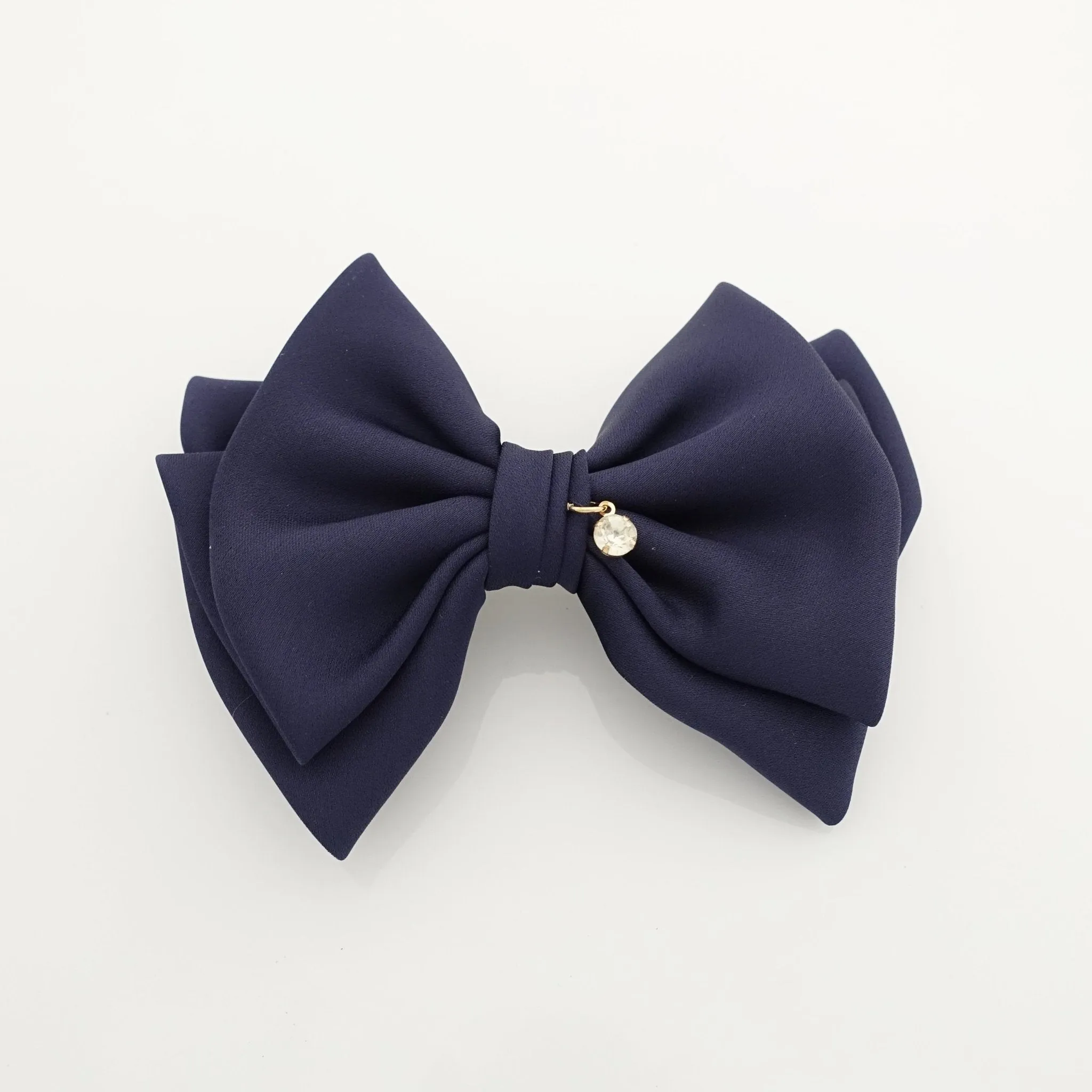 simple basic satin hair bow barrette glossy women hair pleat bow french clip