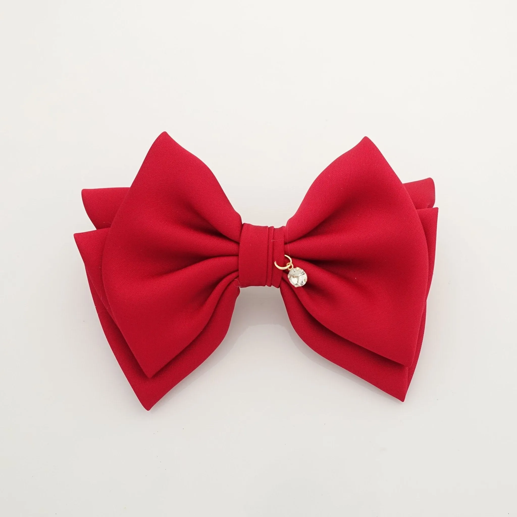 simple basic satin hair bow barrette glossy women hair pleat bow french clip