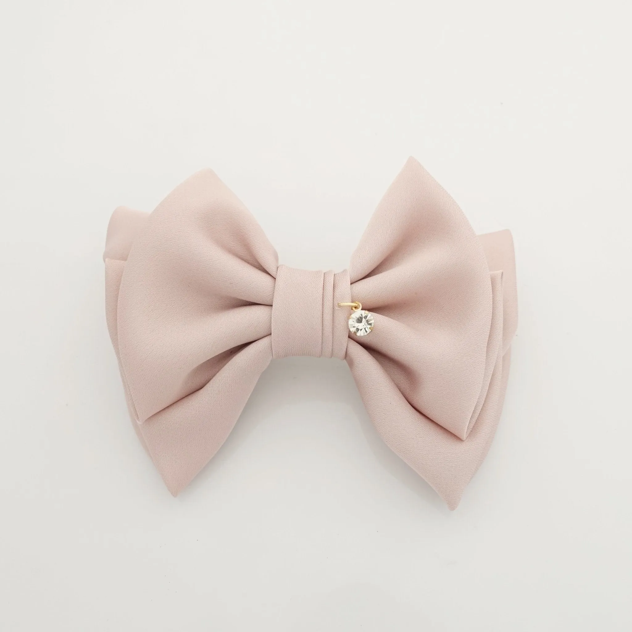 simple basic satin hair bow barrette glossy women hair pleat bow french clip