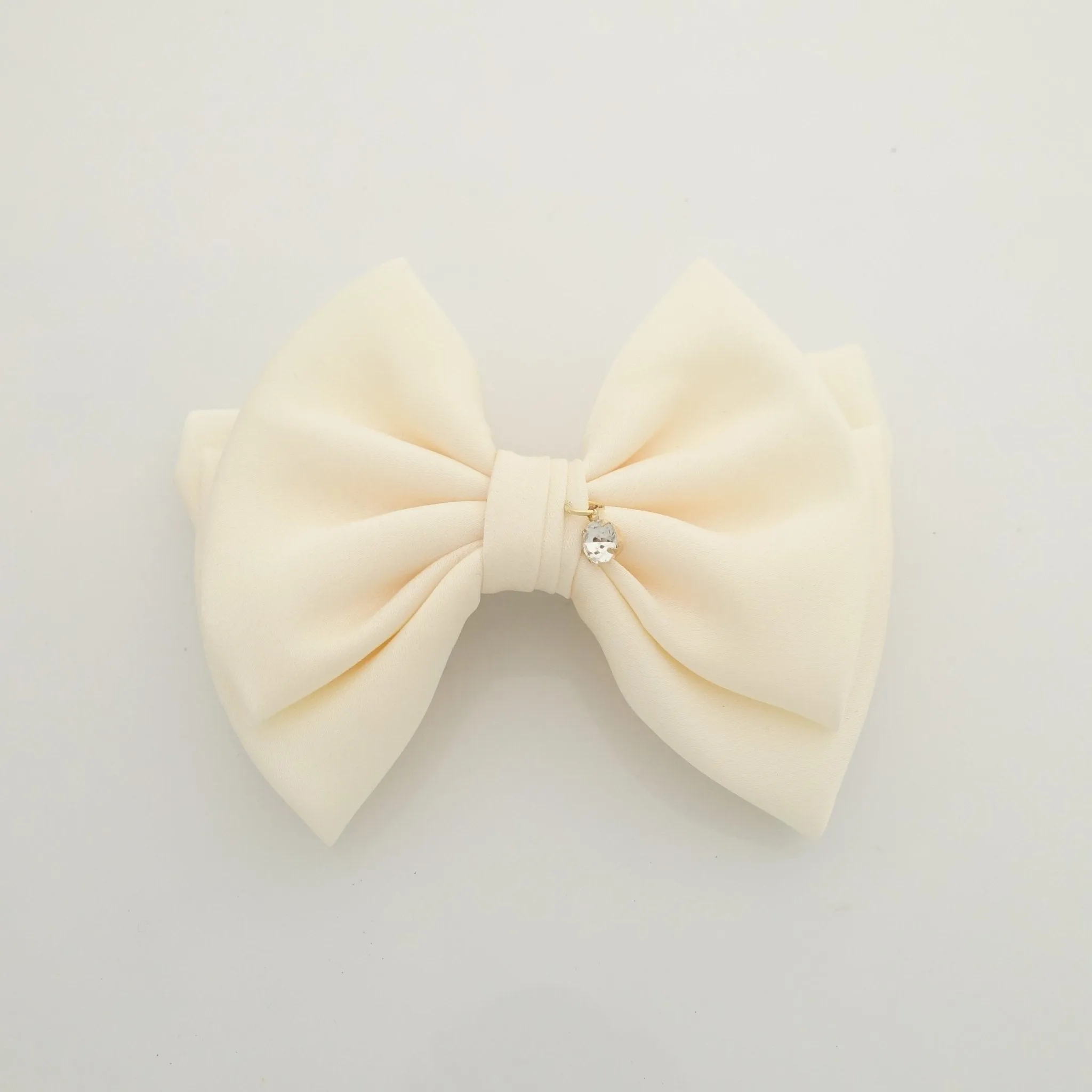 simple basic satin hair bow barrette glossy women hair pleat bow french clip