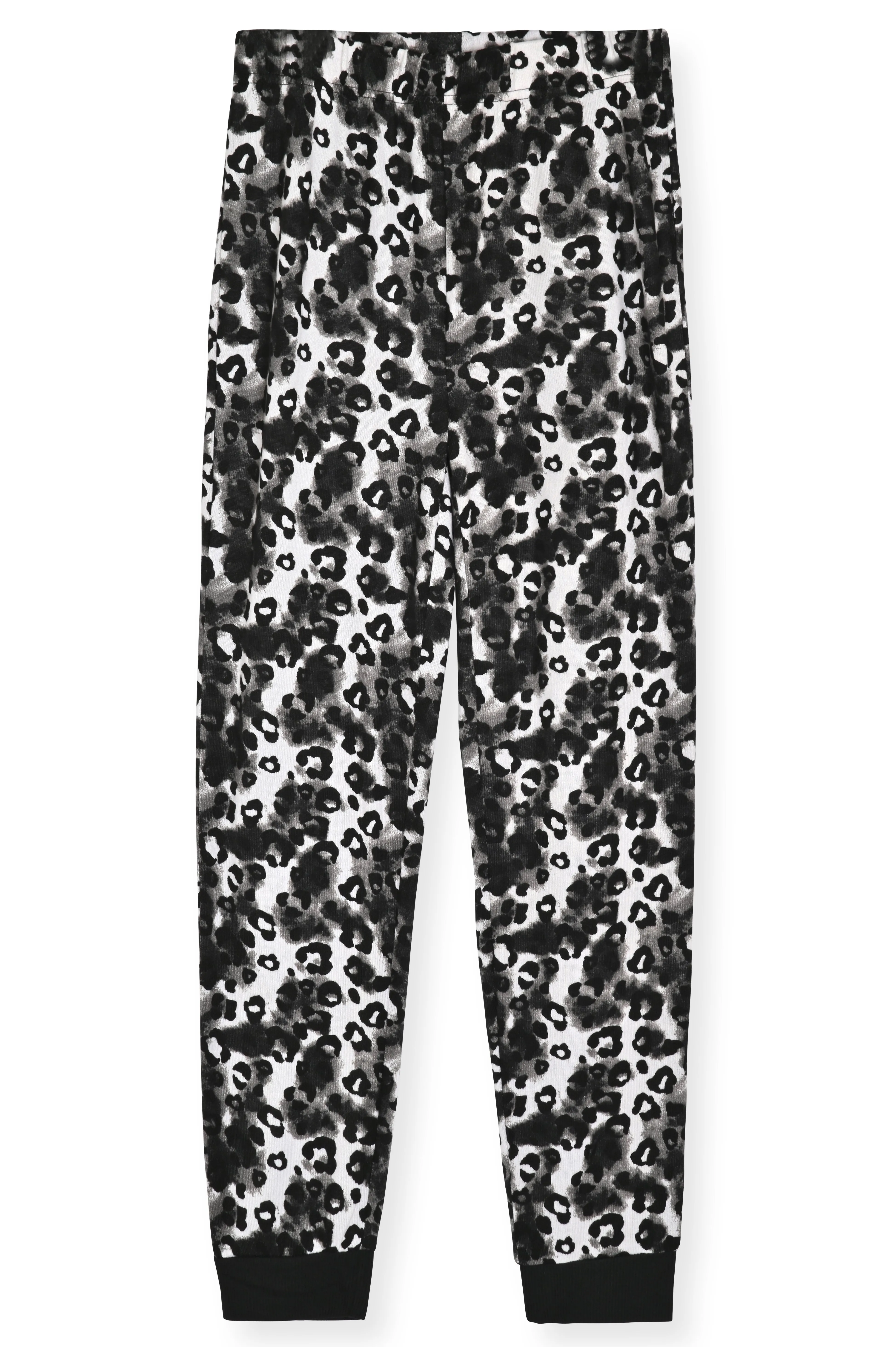 Sleep On It Girls 2-Piece Hacci Pajama Set with Matching Scrunchie - Cheetah