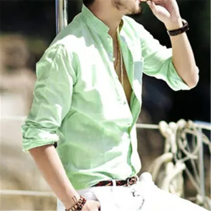 Spring Casual Linen Long Sleeve Shirt #S285