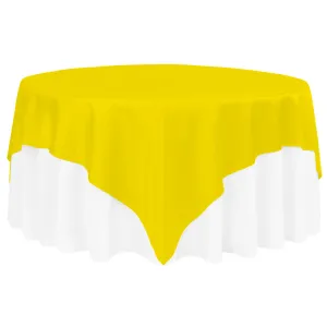 Square 90"x90" Satin Table Overlay -  Canary Yellow (Bright Yellow)