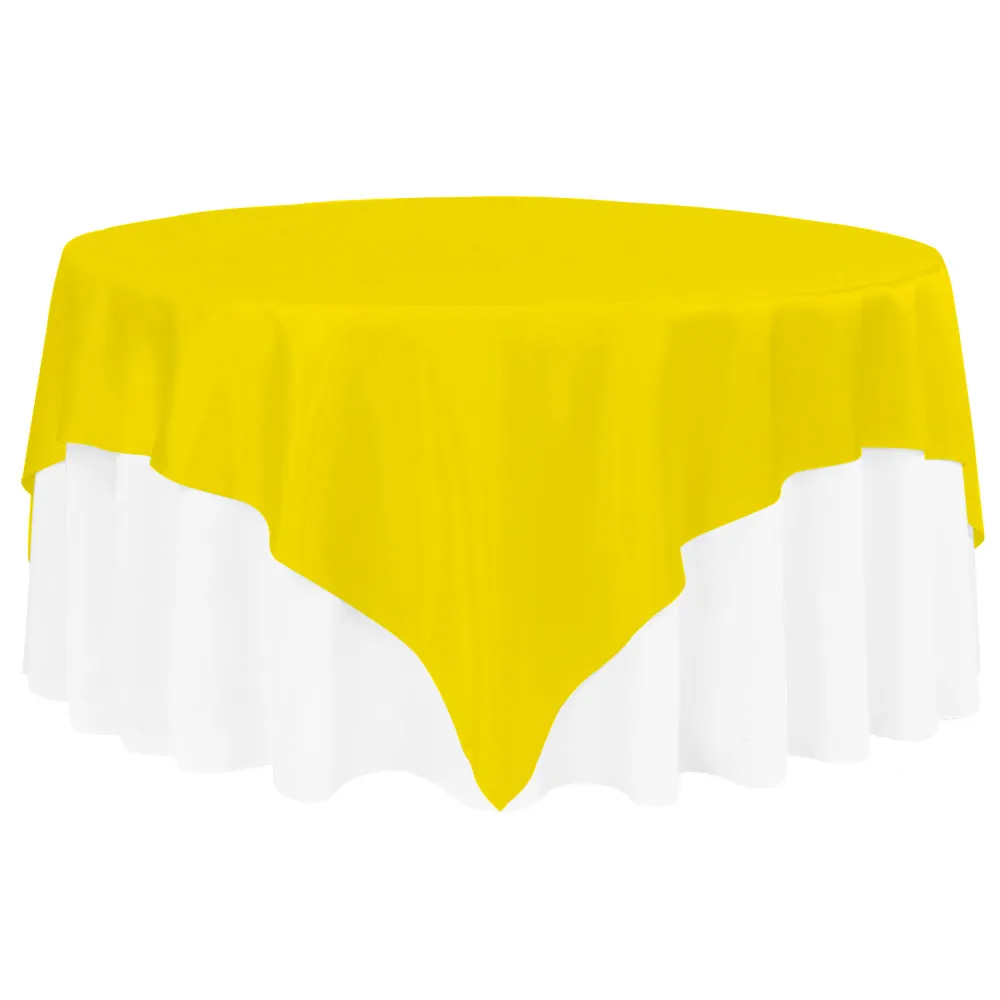 Square 90"x90" Satin Table Overlay -  Canary Yellow (Bright Yellow)