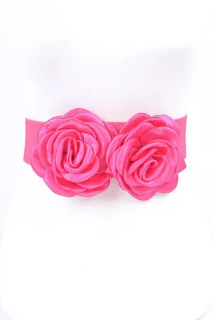 TEEK - Satin Double Flower Elastic Belt