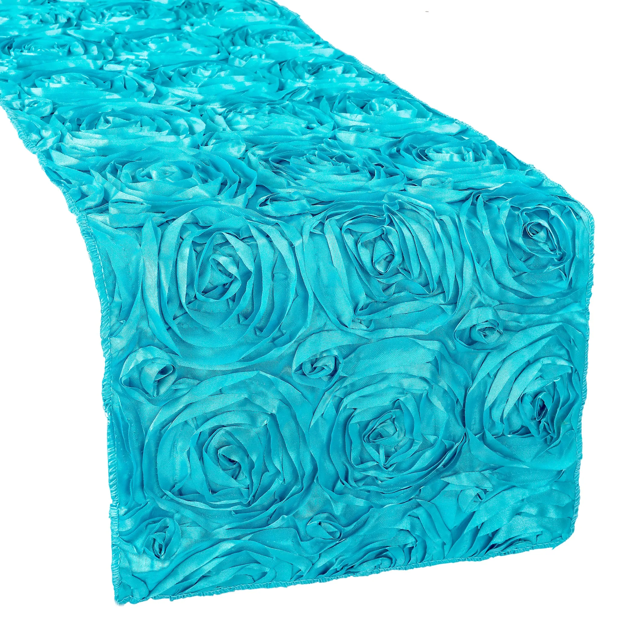 Wedding Rosette SATIN Table Runner - Aqua Blue