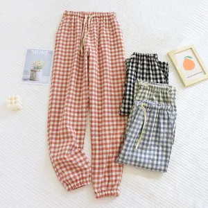 Women's Pajamas Pants Plaid Print Sleepwear Cotton Bottoms Casual Leisure Homewear Comfortable Simple Petite Femme