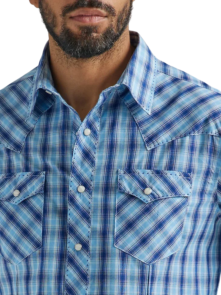 Wrangler Men's Long Sleeve Western Snap Plaid Shirt - Big